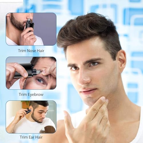 Image of AVNISH Nose Hair Trimmer for Men & Women, Type-C Rechargeable Ear, Eyebrows & Nose Trimmer, Dual Edge Stainless Steel Blades, IPX7 Waterproof, 120 Min Runtime, Portable Grooming Tool