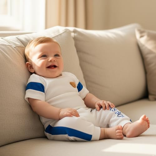 Image of Babieshouse Newborn Baby Boy Clothes Mamas Boy Bear Embroidery Long Sleeve Romper Pants Set Fall Winter Outfits 3-18 Months