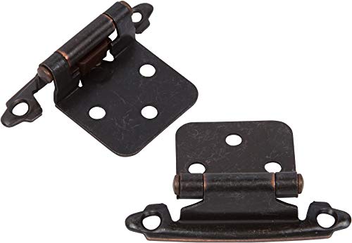 Decobasics Oil Rubbed Bronze Cabinet Hinges For Kitchen Cabinets (25 Pair -50 Pcs) -1/2" Overlay (Variable) -Self Closing Kitchen Cabinet Hinges Flush Mount W/ Silicon Bumpers & Upgraded Screws #TOP4
