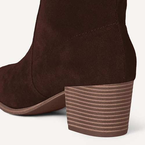 Amazon Essentials Damen Hohe Stiefel Mit Blockabsatz, Dunkles Toffee Braun, 40 EU