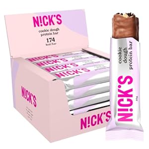 NICKS Keto Protein Bars Cookie deeg | 15g Eiwit | 174 Calorieën | Koolhydraatarme Snacks Chocolade Zonder Toegevoegde Suiker Glutenvrij (Multipack 12x50g)