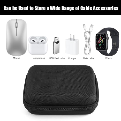 Kabeltasche Klein, Hardcase Cable Organizer Bag, Mini Reise Aufbewahrungstasche 16 X 12 X 6 CM, Schwarz Kabelorganizer Taschen, Staubresistent, Wasserdicht, Tasche für USB Flash, Maus, Earphone