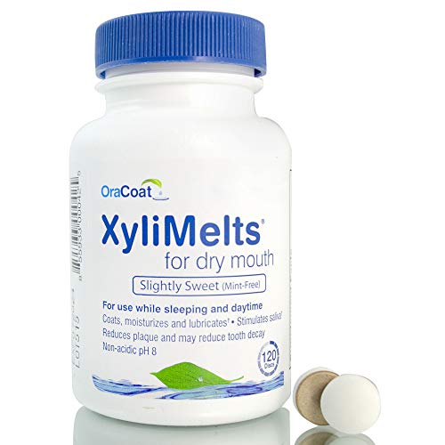 OraCoat XyliMelts Dry Mouth Relief Moisturizing Oral Adhering Discs Slightly Sweet with Xylitol For Dry Mouth Stimulates Saliva Non-Acidic Day & Night Use Time Release for up to 8 Hours 120 Count