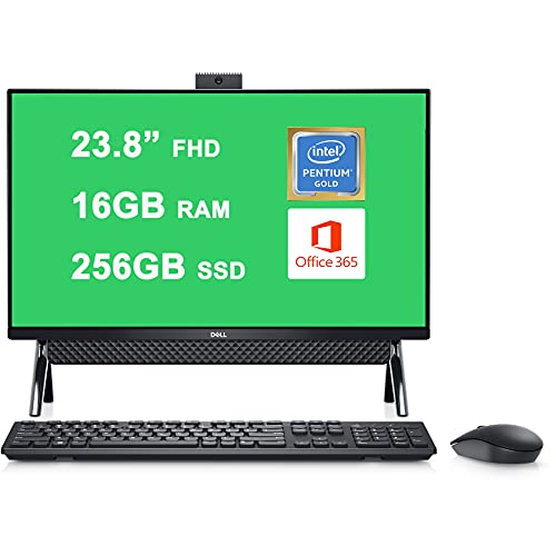 Dell Flagship Inspiron 24 5000 5400 All-in-one Desktop Computer 23.8” FHD Display Intel Pentium Gold 7505 Processor 16GB RAM 256GB SSD Intel UHD Graphics USB-C WIFI6 Win10 Black