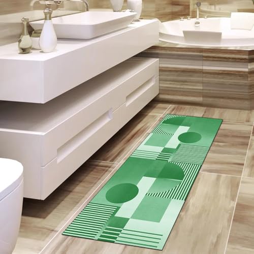 Alfombra de pasillo lavable verde moderna para suelos resbaladizos 4