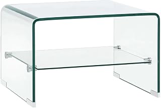 vidaXL Coffee Table with a Shelf Contemporary Charm Glass End Table Side Tea Stand Living Room Furniture Tempered Safety Glass Clear 50cm