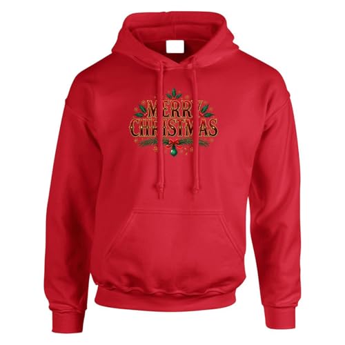 Gift Hub Merry Christmas Mens Hoodie Christmas Jumper Classic Xmas Holiday Funny Outfit Red - Medium