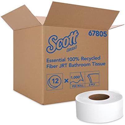 KIMBERLY-CLARK PROFESSIONAL Scott 100% Recycled Fiber JRT Jr. Bathroom Tissue, 2-Ply, 1000 ft, 12/Carton (67805) image 2