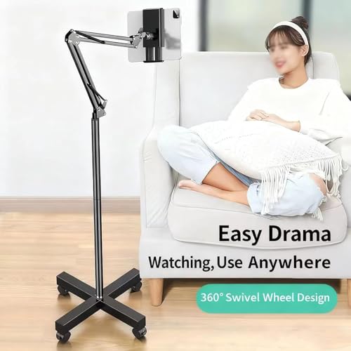 Soporte para libros de suelo con ruedas y atril ajustable para tabletas 6