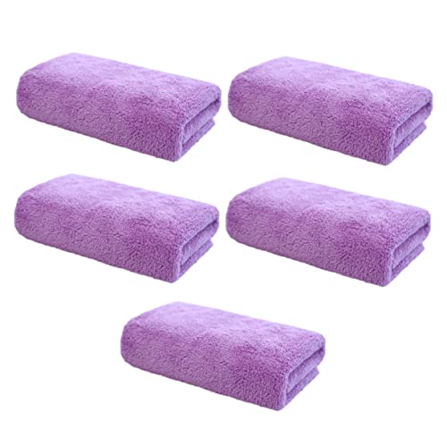 DEARMAMY 5 Piezas desmaquillantes de microfibra toallita toalla suave toalla de lavado de cara toalla Púrpura