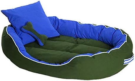 PetsHub's Elite Dog Bed & Cat Bed Ultra Soft Royal Blue & Black Reversible with 2 Extra Pillows (Export Quality)-XXL