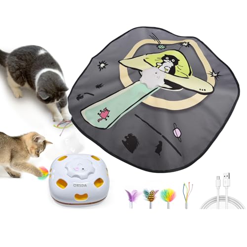 ORSDA 4-in-1 Interactive Cat Toy with 8 Holes Mice Whack-a-Mole