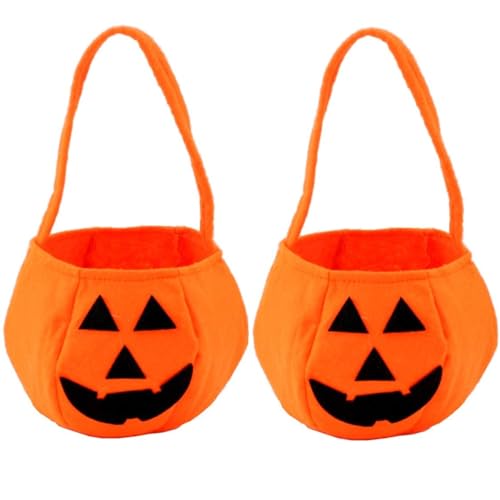 QASIMOF Sacchetto di Zucca di Halloween 2 Confezioni di Cestino per Caramelle a Forma di Zucca Porta Zucca Portatile per Feste di Halloween bomboniere per Bambini