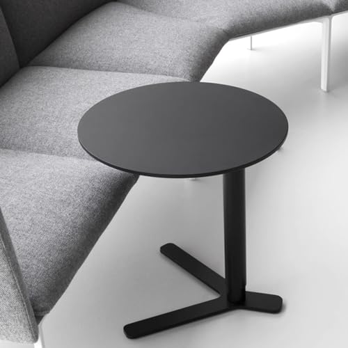 Mesita de noche compacta de metal negro para espacios pequeños