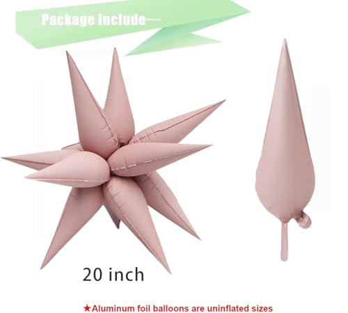 Image of 50pcs Matte Pink 20' Water Drop Foil Cone Mylar Balloons Matte Pink Star Balloons Explosion Star for Girls Boys Birthday Party Wedding Baby Shower Party Decor