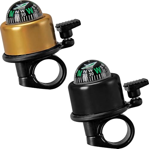 Qisan 2 Pieces Aluminum Alloy Bike Bell, Compass Bicycle Bell
