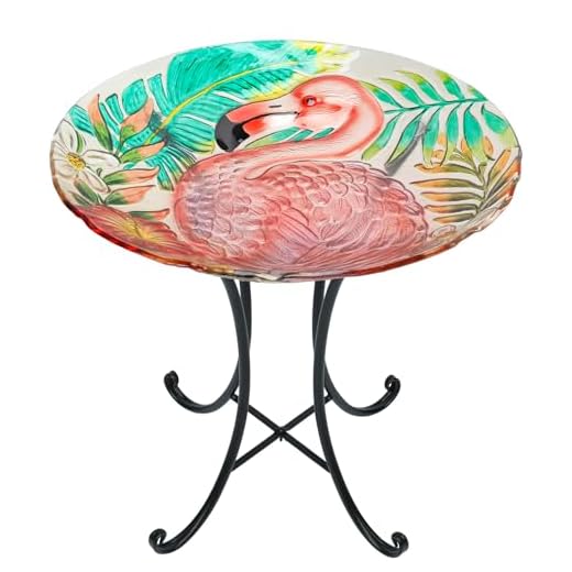 MUMTOP Outdoor Glass Bird Bath with Stand