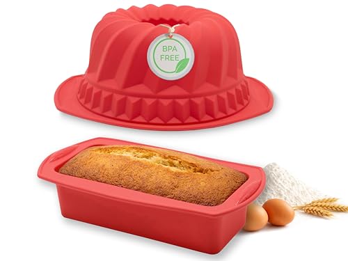 Zollner24 2er Set Antihaft Silikon Backformen, Gugelhupf -und Kastenform