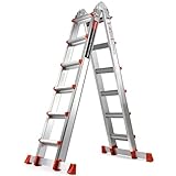Soctone Ladder, A Frame Extension Ladder, Multi Position with Stabilizer Bar, 330 lbs Weight Rating Telescoping Ladder for Household or Outdoor Work, 22.5 Ft, Orange