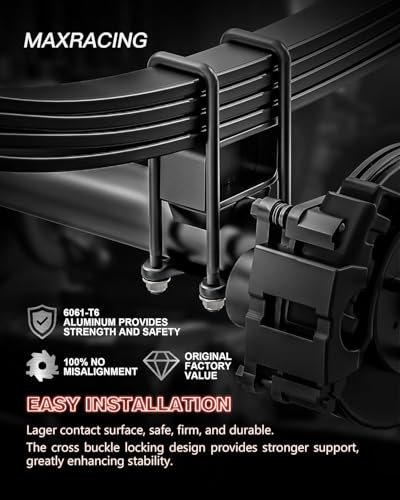 Image of 2 inch Front + 2 inch Rear Lift Blocks for Silverado Sierra 1500 Square U Bolts | 2007-2019 Chevy Silverado 1500 & GMC Sierra 1500 2WD /4WD, 2 inch Front Leveling Kit, 2 inch Rear Lift Block, Extended Square U-Bolts
