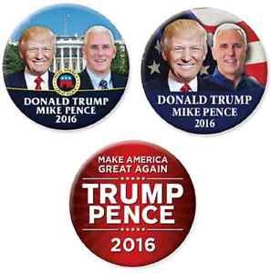 Donald Trump Mike Pence 2016 Campaign 3 Button Set