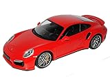 Fahrzeug ist ca 25 cm lang Minichamps Porsche 911 991 Turbo S Coupe Rot Ab 2011 1/18 Modell Auto
