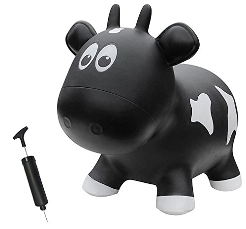 Farm Hoppers Award Winning Inflatable Toddler Safe Bouncing Black Cow Plus Pump