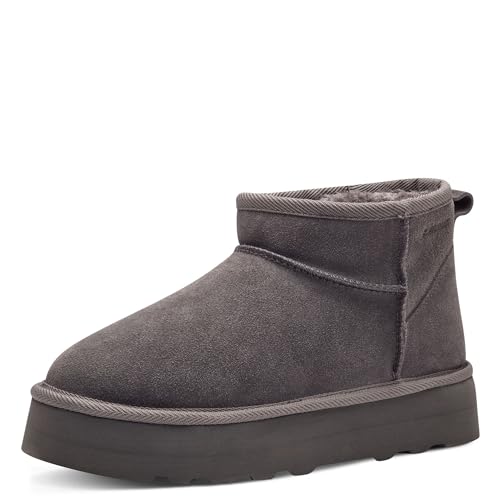 s.Oliver Damen Boots aus Leder Gefüttert, Grau (Graphite), 39 EU