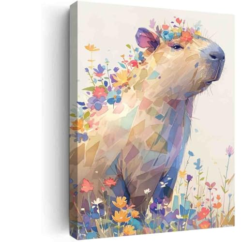 GeRRit Capybara watercolor painting print,baby boy nursery canvas wall art,rustic