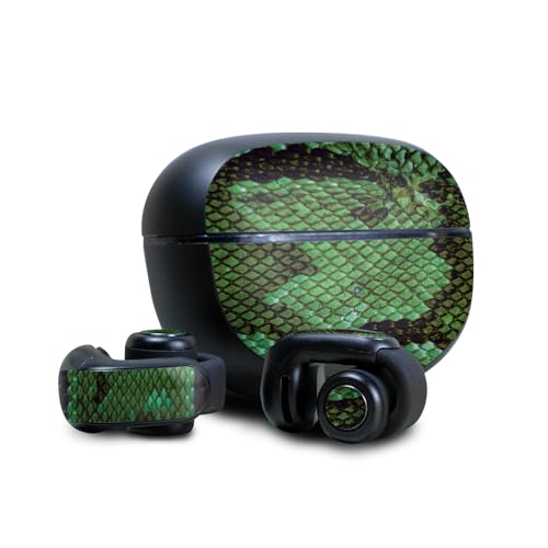 Image of Skin Compatible with Bose Ultra Open Earbuds - Green Serpent - Premium 3M Vinyl Protective Wrap Decal Cover - Easy to Apply | Crafted in The USA by MightySkins