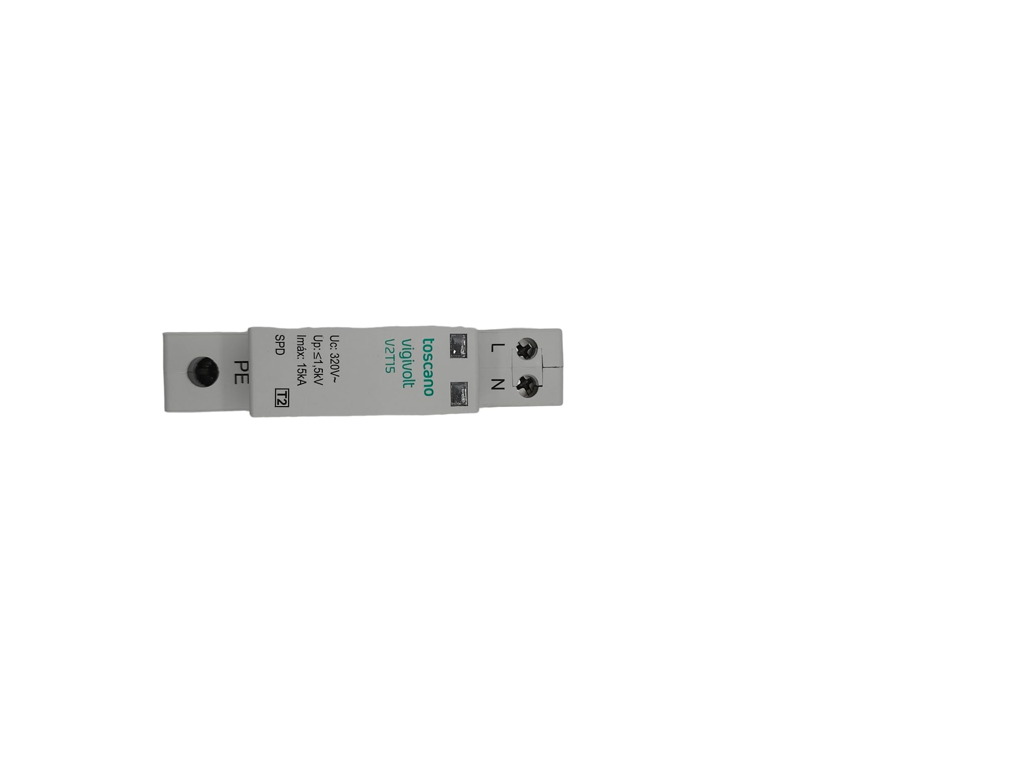 RASMACOR | TOSCANO V2T-15 | Protector Contra Sobretensiones Transitorias Monofásico | F+N 240Vac - 15KA Clase II | Toscano vigivolt 10002463 | 1 Módulo