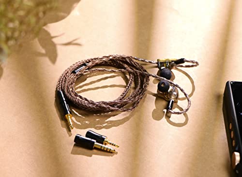 Image of Linsoul Tripowin Amber 32AWG OFC HiFi IEM Cable with Interchangeable 2.5mm /3.5mm /4.4mm Plug, PVC Sleeve Replacement Cable for Audiophile (Recessed 2pin)