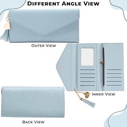 Image of Kraptick Women's Wallet -Stylish and Compact Purse Clutch Wallet, Stylish Card Coin Holder, Debit Card Holder, Money Organizer and Travel Wallet for Women with 13 Slots (Sky Blue)