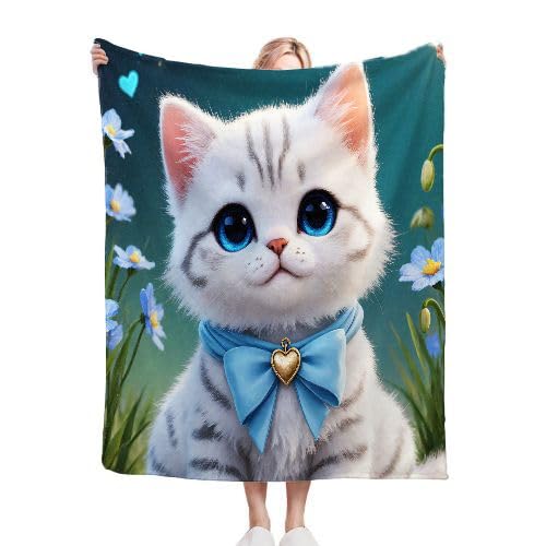 Plaid polaire 130x150 chat coloré pour apporter un réconfort enveloppant à toute la famille