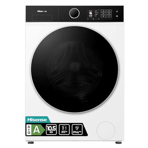 Hisense WF5I1045BWQ Lavatrice a Carica Frontale 10.5 kg, Classe A-40%, 1400 rpm, 15 Programmi, AutoDose, Connectivity, Vapore, Refresh, Display Touch, Maxi cestello, Programma Rapido