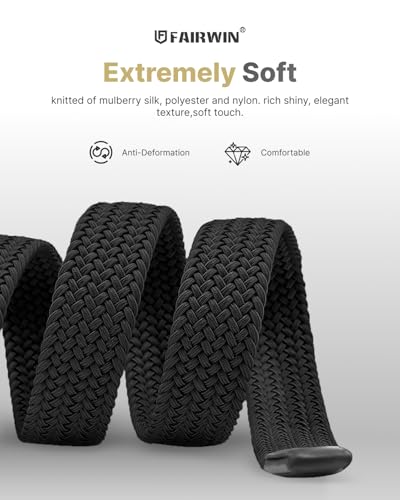 FAIRWIN Stretch Belts for Men 2 Pack Elastic Braided Golf 1.3" Woven Casual Men’s Belts No Hole for Jeans Pants3