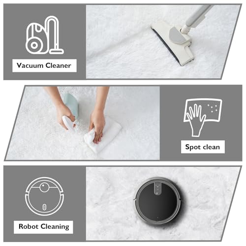 White Fluffy Round Area Rugs for Bedroom,3'X3'Shag Circle Area Rugs for Girls Room,Non Slip Fuzzy Plush Rug for Kids Room Living Room and Dorm Home Decor Rug