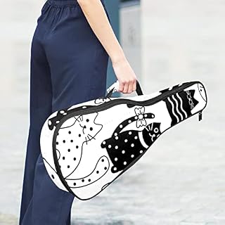 Sac à dos pour ukulélé - Motif chats noirs et blancs - Étanche - Avec bretelles réglables – Image 6