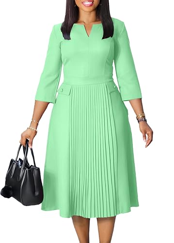 Image of Wear to Work Midi Dress for Women Business Casual A-line Dress Elegance Church Outfits