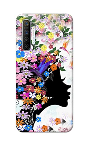 Image of Printed Hard Back Cover Case for Realme XT | Realme X2 | Oppo K5 Back Cover (Floral Hairstyle Girl) -1803