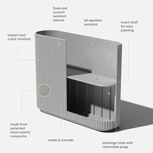 Image of Veradek Demi Series Span Planter - Tall and Wide Outdoor Planter with Shelf