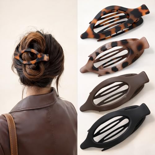 4-Pack Medium Duckbill Hair Clips for Women Matte Flat Hair Claws: French Non-Slip Strong Hold Hair Claws for Thin to Thick Hair All-Day Comfort for Driving Lying Down & Exercise