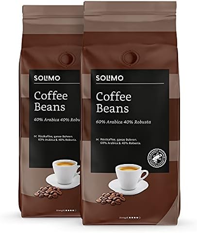 Amazon Brand - Solimo Coffee Beans Intense, 2 Kg (2 Packs x 1 Kg) - Rainforest Alliance Certified