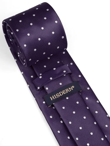 Image of HISDERN Polka Dot Ties for Men Classic Silk Ties and Pocket Square Formal Business Necktie Handkerchief Wedding Party