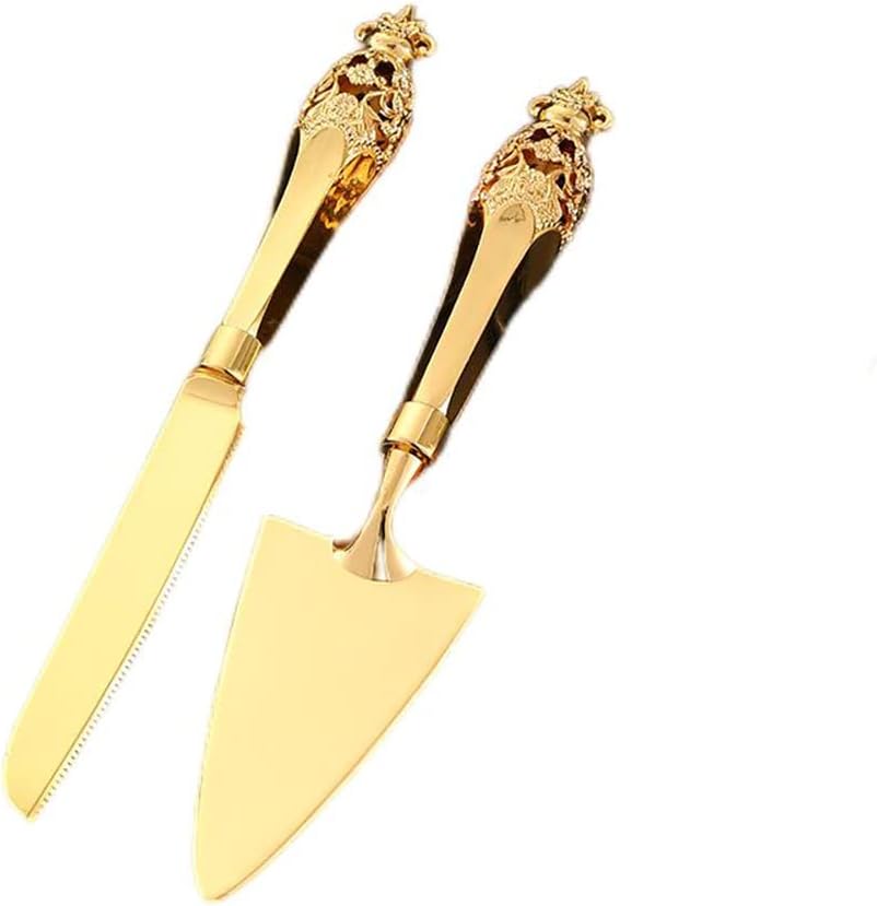 High-End Wedding Cake Knife And Service Set Knife And Shovel Set Zinc Alloy Exquisite Handle Household Western Cake Pizza Western Baking Tools (A-style)