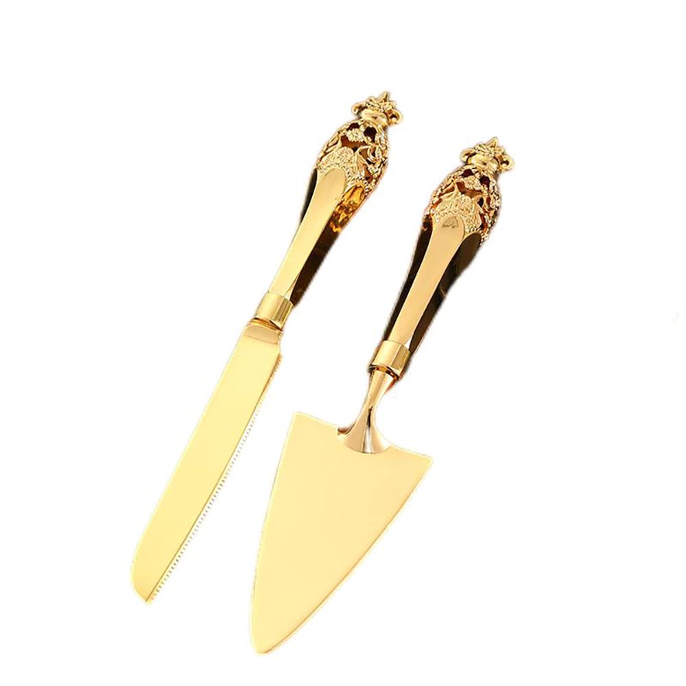 High-End Wedding Cake Knife And Service Set Knife And Shovel Set Zinc Alloy Exquisite Handle Household Western Cake Pizza Western Baking Tools (A-style)