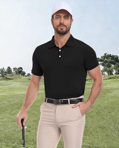 KUYIGO 3 Pack Mens Polo Shirts Quick Dry Moisture Wicking Golf Shirt,L - 2