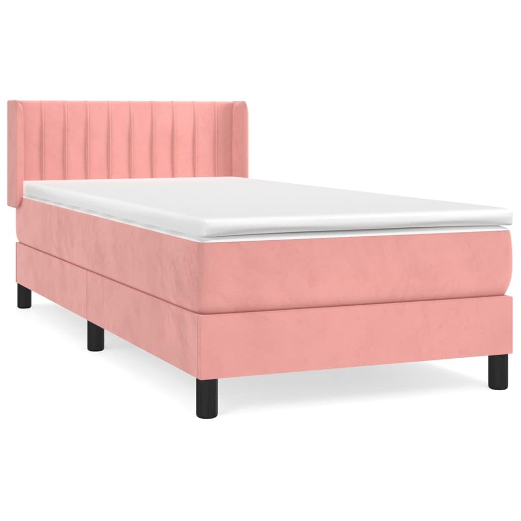 Samt verstellbares Kopfteil Boxspringbett Rosa 80 x 200 cm