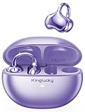 Kinglucky Upgraded Clip-On Earbuds Comfortable fit & Crystal-clear Sound, 50H Playtime Open Ear Buds Bluetooth 6.0 Wireless Headphones for Women Ideal for Small Ears, Sports & Workouts, Glasses Purple
