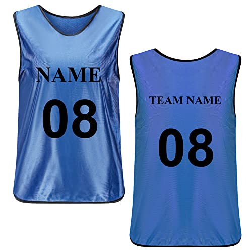 TopTie (Price/Piece) Custom Pinnies Scrimmage Training Vest Personalized Football Jersey Sports Bibs for Adults and Youth-NavyBlue-XL